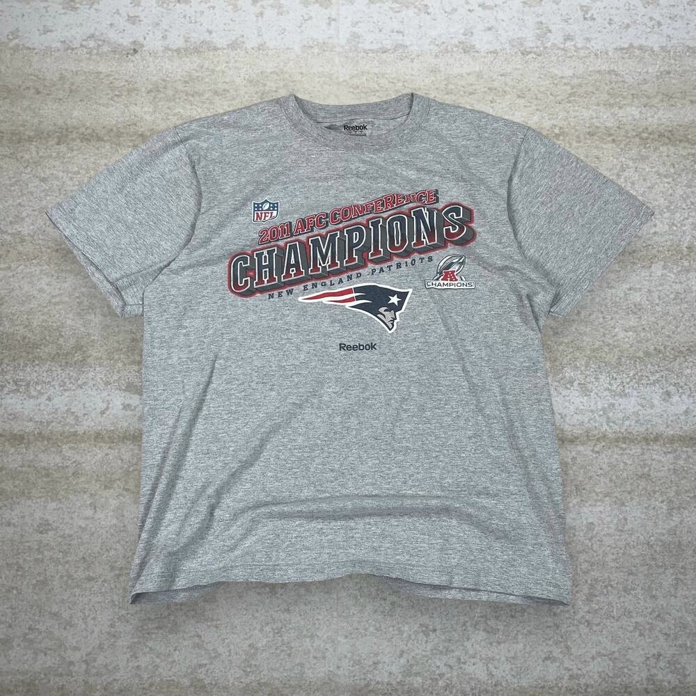 Vintage Y2K New England Patriots Shirt Mens L Grey Cotton Short Sleeve Reebok